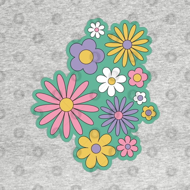 Retro Cartoon Flower Patch by Caring is Cool